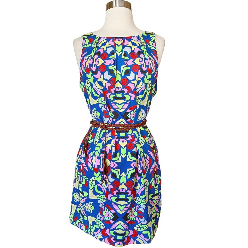 MARA HOFFMAN Dress Abstract Geometric Multicolor Shift Sleeveless Knee Length 6